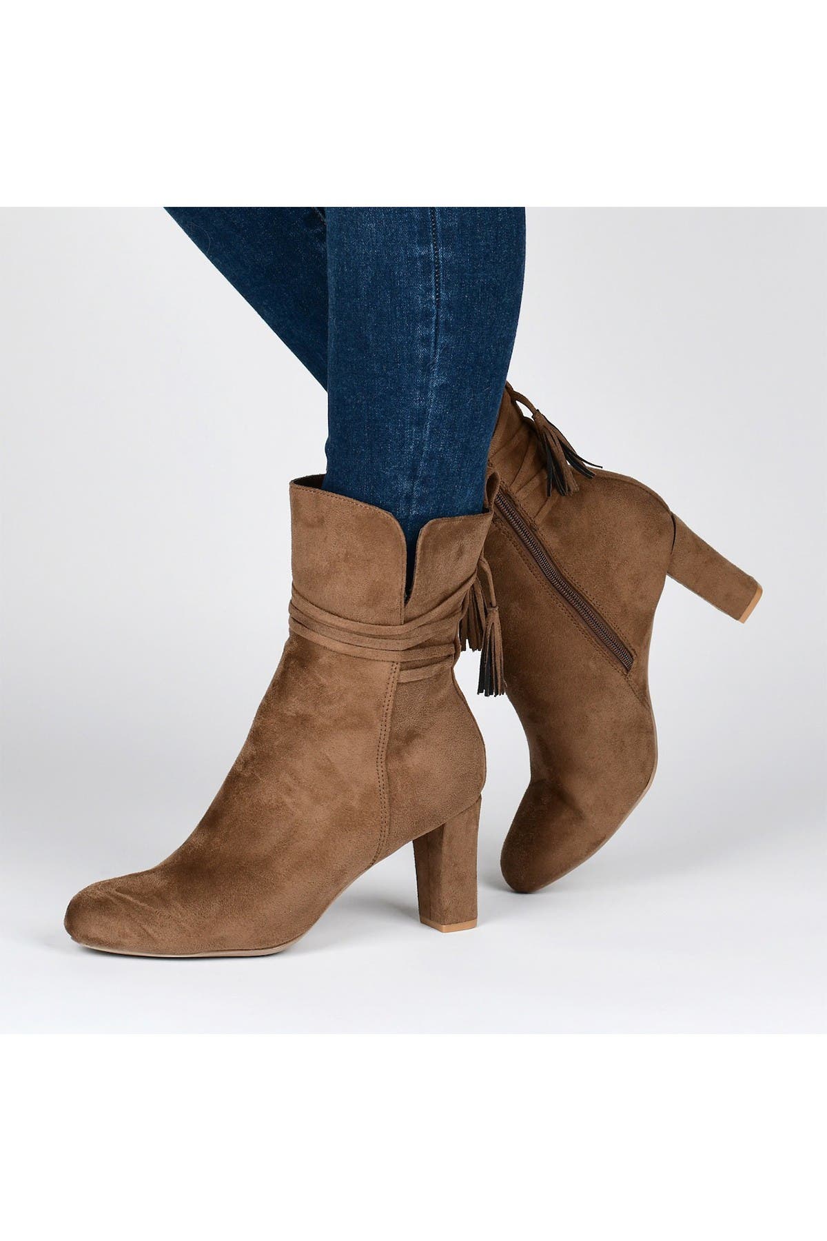JOURNEE Zuri Tassel Ankle Bootie, Alternate, color, Taupe