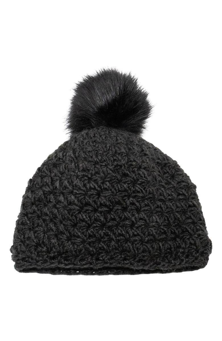 SURELL Faux Fur Pompom Star Knit Beanie, Main, color, 