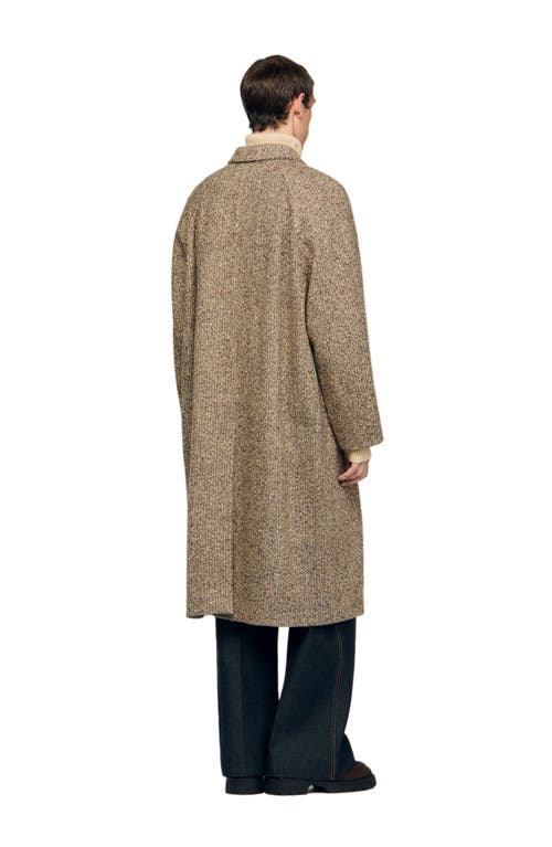 Sandro Oversized Wool Coat In Brown