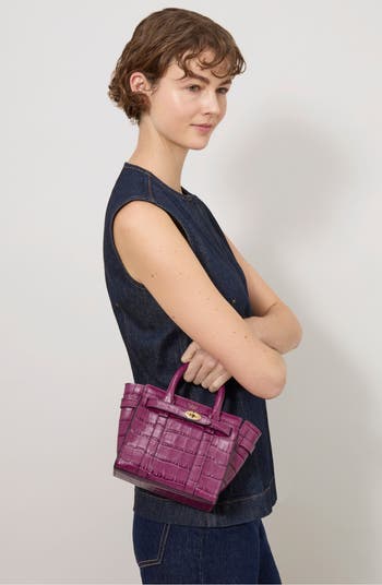Mulberry Micro Zipped Bayswater Croc Embossed Leather