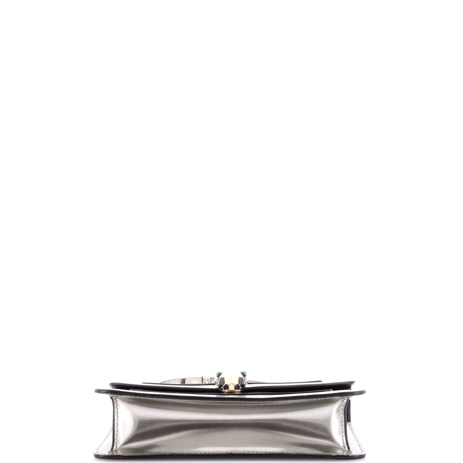 Serpenti Forever Shoulder Bag Metallic Leather Small, Alternate, color, Metallic Silver