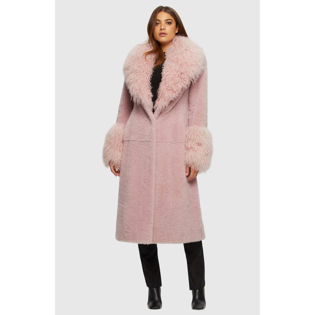 Gorski Mixed-fur Long Stroller Coat In Pink