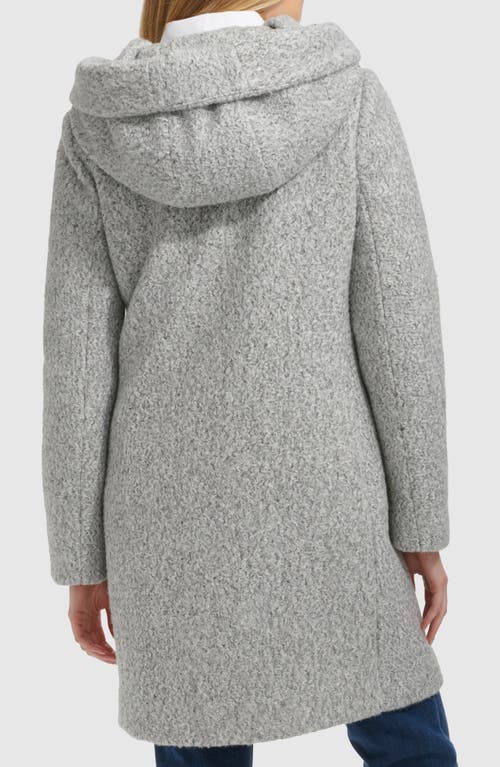 Cole Haan Signature Pressed Bouclé Shawl Hood Coat In Gray