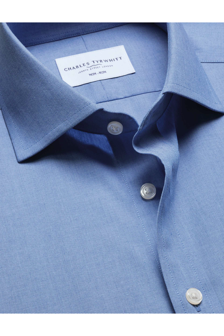 Non-Iron Cutaway Collar Poplin Shirt, Alternate, color, Mid Blue