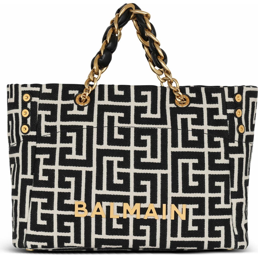 Balmain 1945 Soft Pb-monogrammed Jacquard Canvas Tote Bag