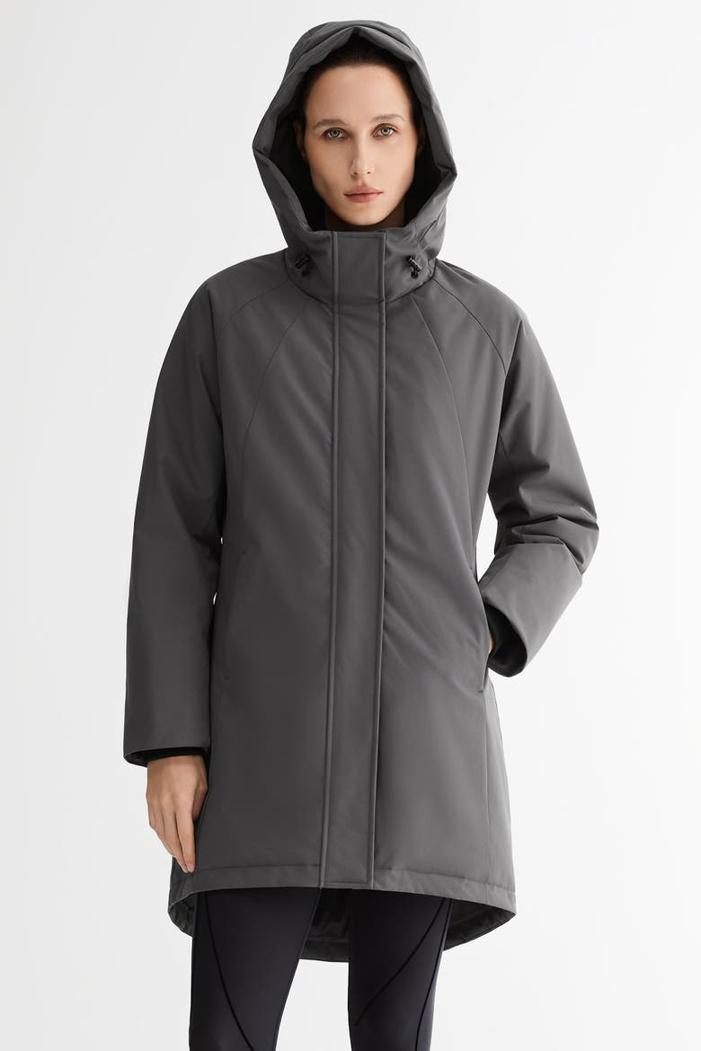 Mid-Length Windproof Parka Coat, Alternate, color, Gray