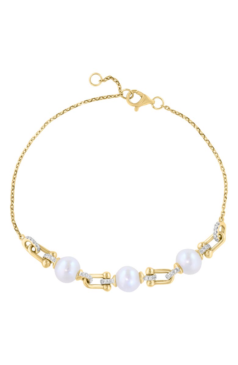 EFFY Freshwater Pearl & Diamond Link Bracelet, Main, color, White