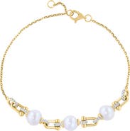 EFFY Freshwater Pearl & Diamond Link Bracelet