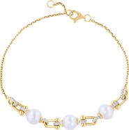 EFFY Freshwater Pearl & Diamond Link Bracelet