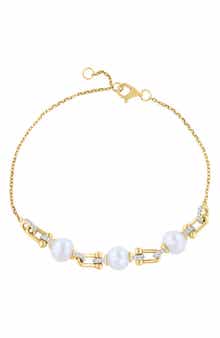 EFFY Freshwater Pearl & Diamond Link Bracelet