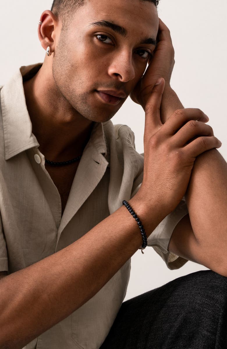 Dower & Hall Men's Black Pearl Bracelet, Alternate, color, Sterling Silver