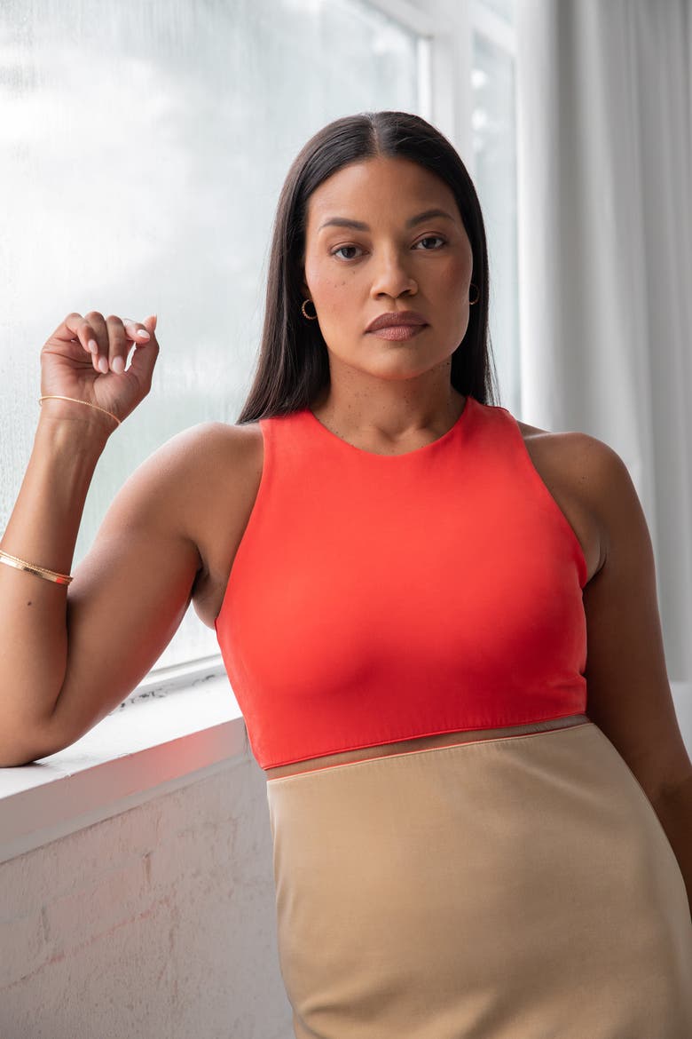 The Cupro Sculpt Racerback Midi Dress, Alternate, color, CHERRY
