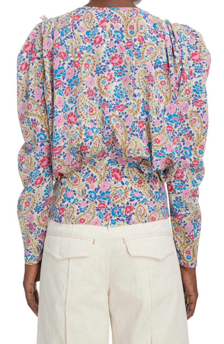 Isabel Marant Zarga Floral Stretch Silk Blouse, Alternate, color,