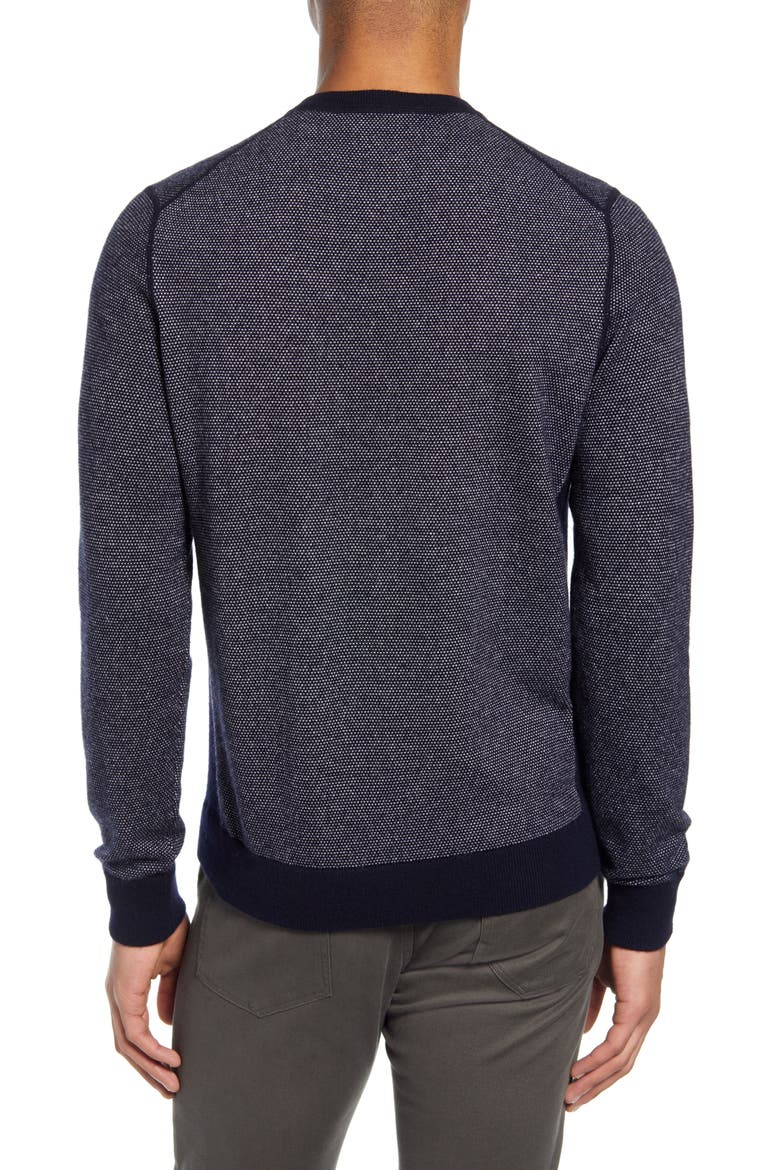 Slim Fit Bird's Eye Henley Wool & Cashmere Sweater, Alternate, color, COASTAL/PEARL