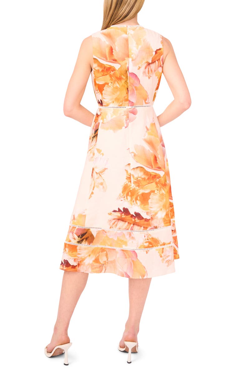 Ted Baker Floral Sleeveless Linen Midi Dress, Alternate, color,