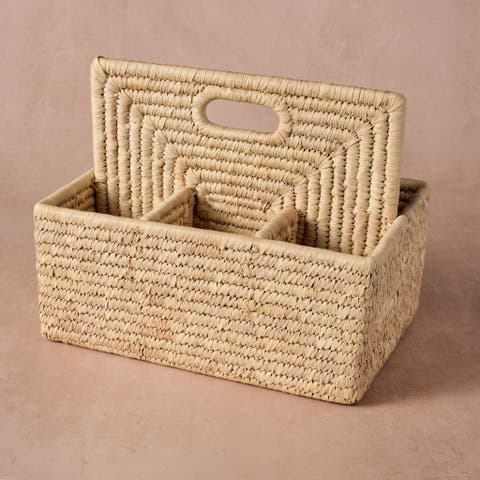 Pleta Woven Date Palm Leaf Utensil Caddy