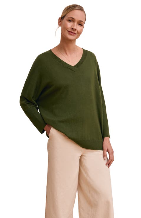 Slouchy V-Neck Pure Wool Jumper