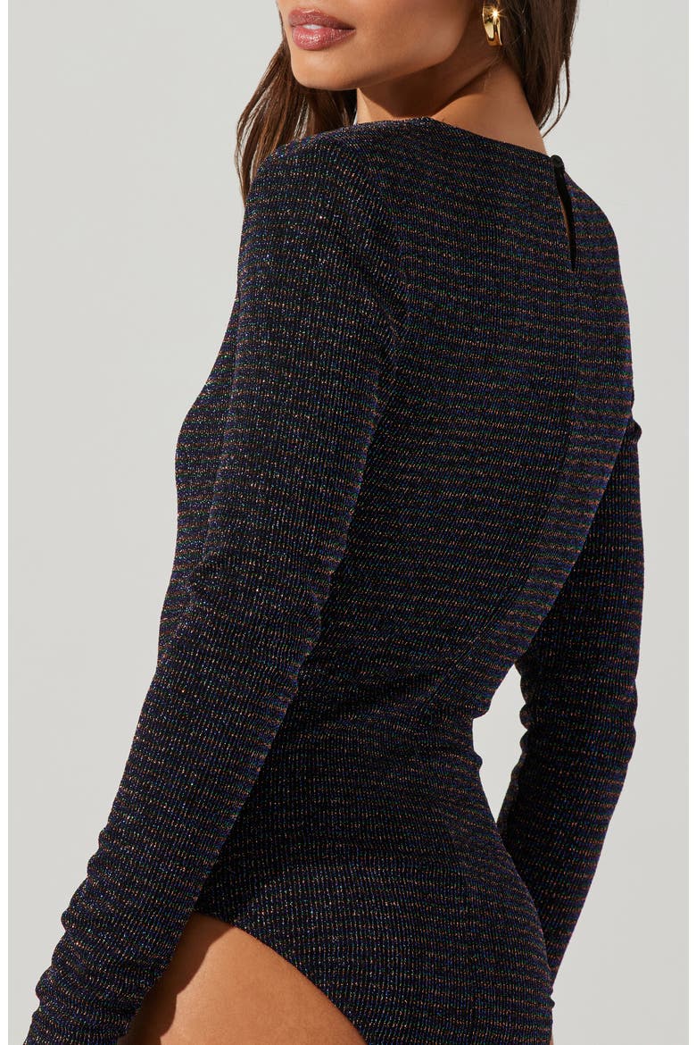 Metallic Long Sleeve Bodysuit, Alternate, color, BLACK PURPLE MULTI
