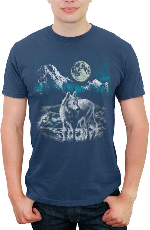 Men's Lost Gods Classic Wolf Scene  Graphic T-Shirt