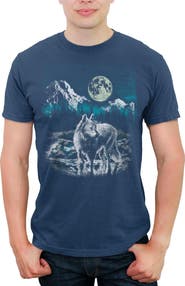 Lost Gods Men's Lost Gods Classic Wolf Scene Graphic T-Shirt