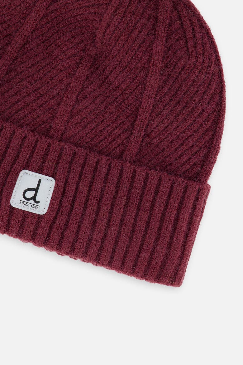 Winter Ribbed Fleece Lined Knit Hat with Logo Patch, Alternate, color, Burgundy