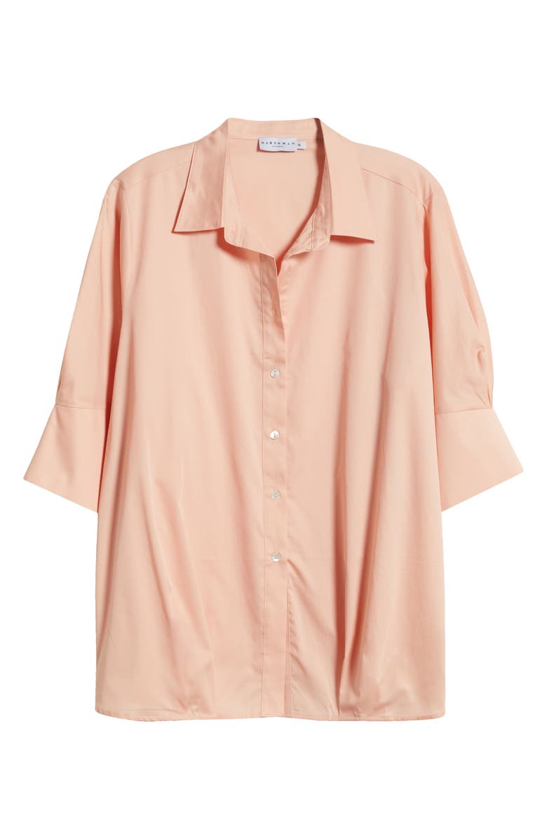 HARSHMAN Bernadina Elbow Sleeve Cotton Button-Up Shirt, Alternate, color, Rose Cloud