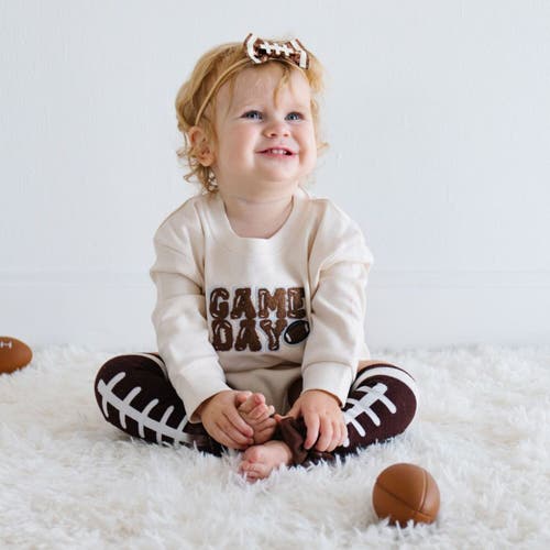 Sweet Wink Game Day Patch Long Sleeve Romper In Neutral