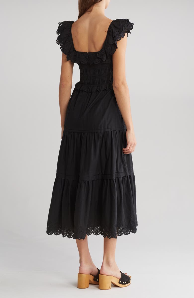 Madewell Lucie Embroidered Cotton Midi Dress, Alternate, color,