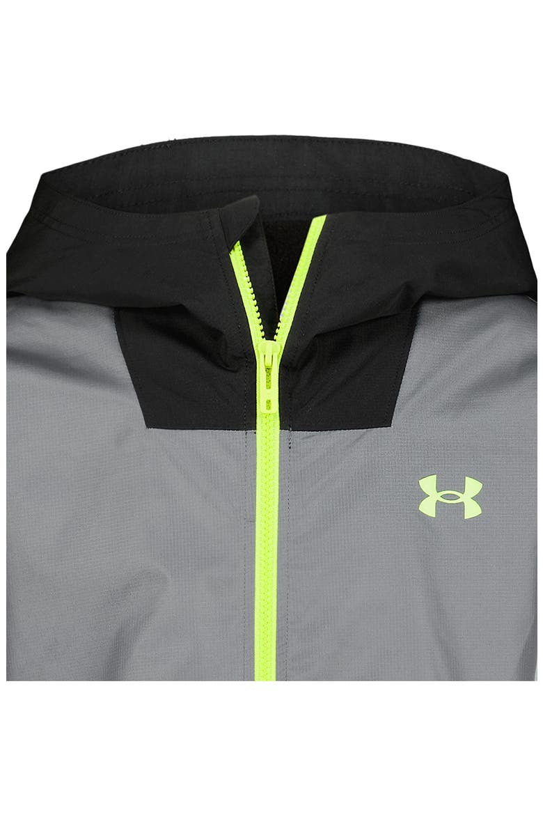 Kids' Manataug Hooded Water Repellent Windbreaker, Alternate, color, BLACK