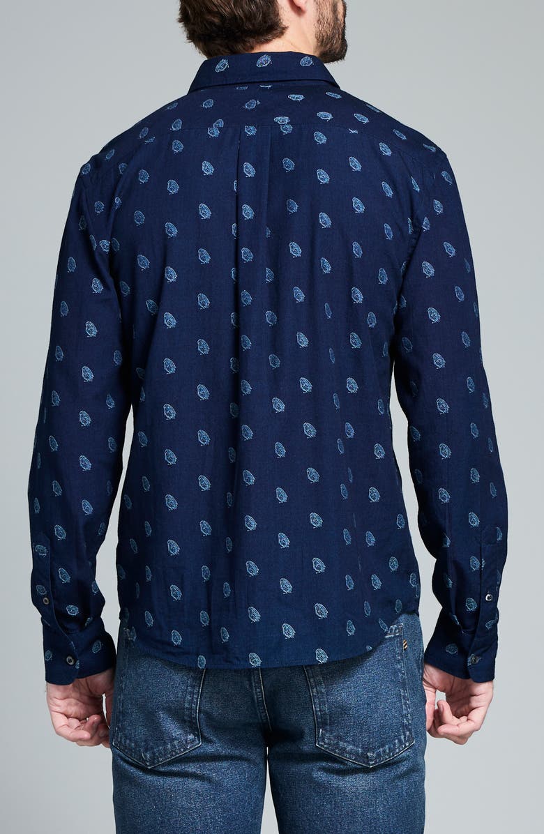 Billy Reid Pelican Paisley Wilson Button-Up Shirt, Alternate, color, Carbon Blue