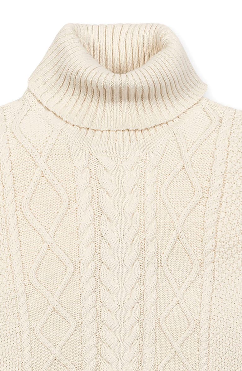 Hope & Henry Organic Sleeveless Cable Knit Turtleneck Sweater, Alternate, color, Ivory Cable