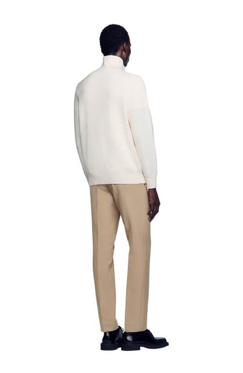 Sandro Zip-up High-neck Jumper In Ecru