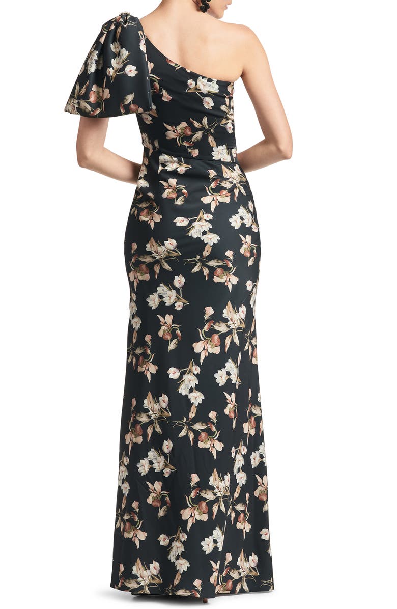 Sachin & Babi Aubrey One-Shoulder Floral Satin Charmeuse Body-Con Gown, Alternate, color,