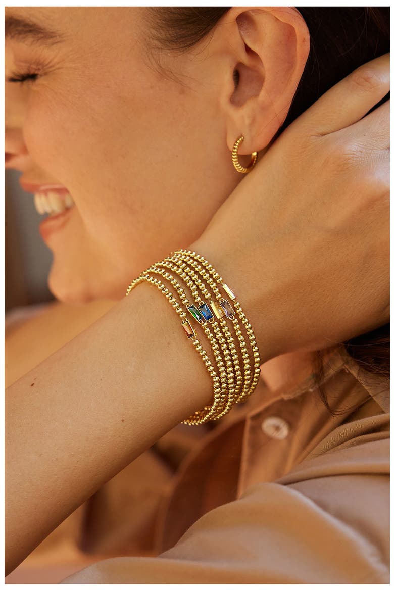 Kylie Birthstone Beaded Stretch Bracelet, Alternate, color, GOLD - JUNE