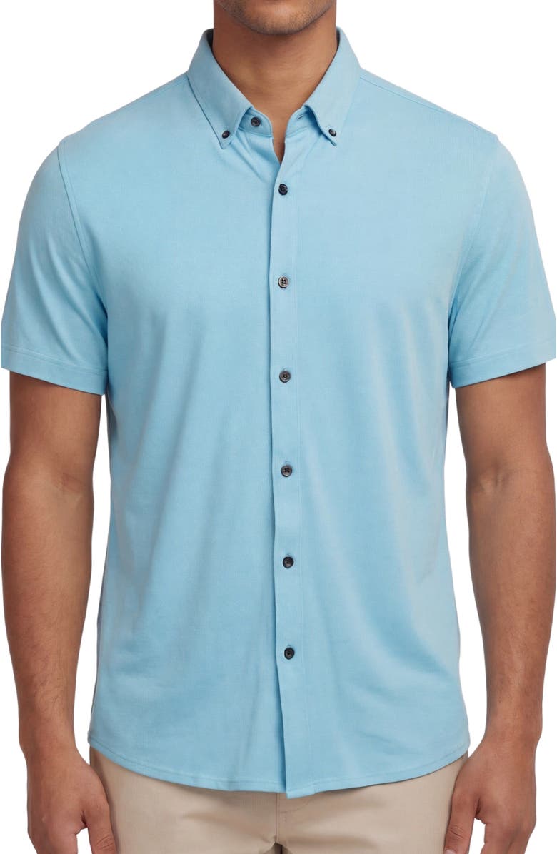 Lords of Harlech Mens Merino Wool Button-up Shirt, Alternate, color, Teal