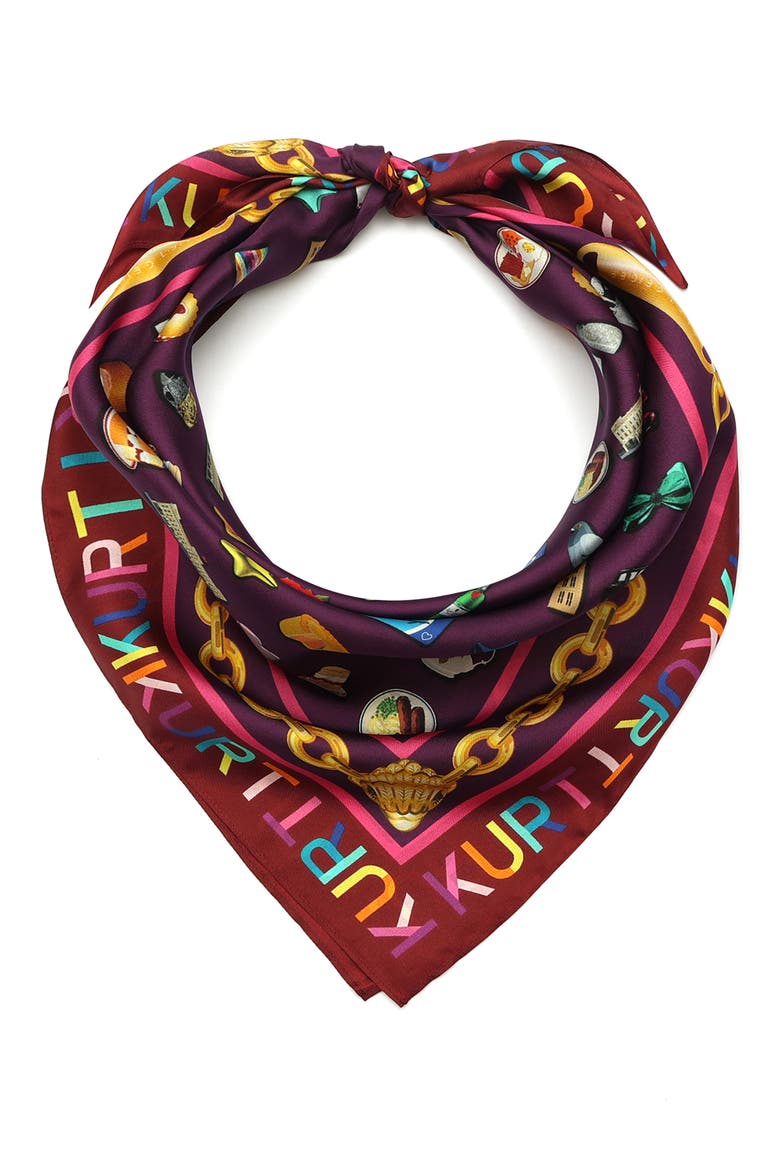 London Icons Print Silk Square Scarf, Main, color, CLASSIC RAINBOW