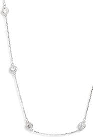 Nordstrom Bezel Cubic Zirconia Station Long Necklace