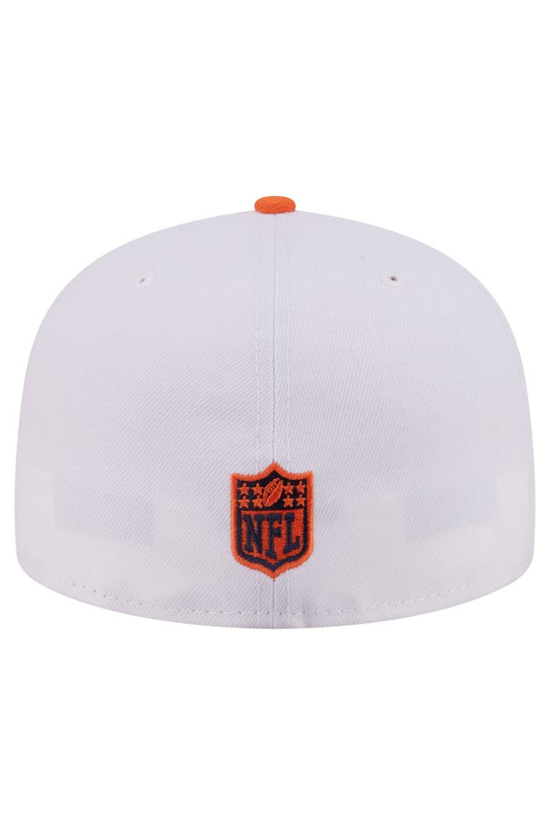 Men's New Era White/Orange Denver Broncos Retro Swoop 59FIFTY Fitted Hat, Alternate, color, White