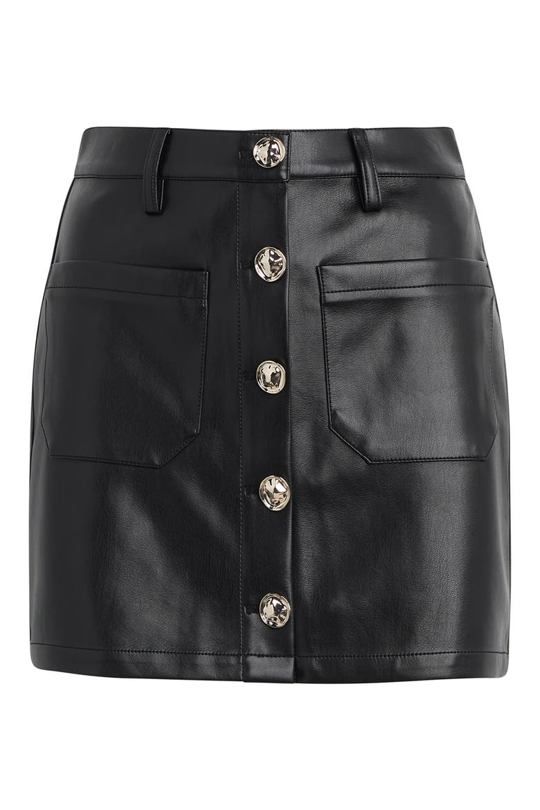 The Mimi Faux Leather Miniskirt, Alternate, color, RAVEN