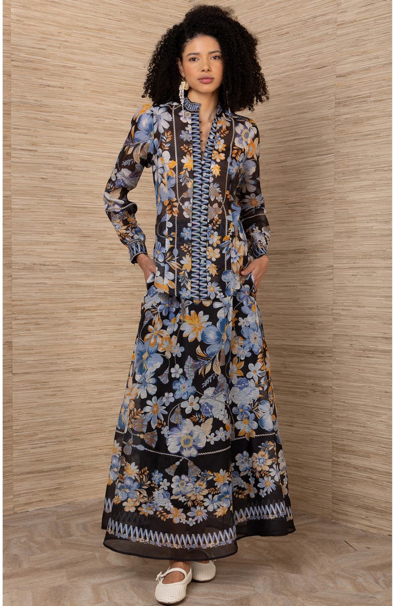 Hale Bob Zola Linen Organza Top, Main, color, Black