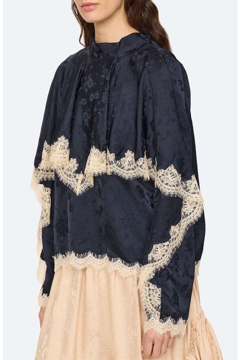 Shay Floral Jacquard Lace Top, Alternate, color, NAVY