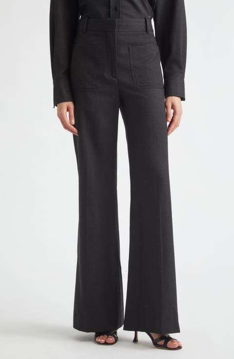 Alina High Waist Wool Flare Trousers