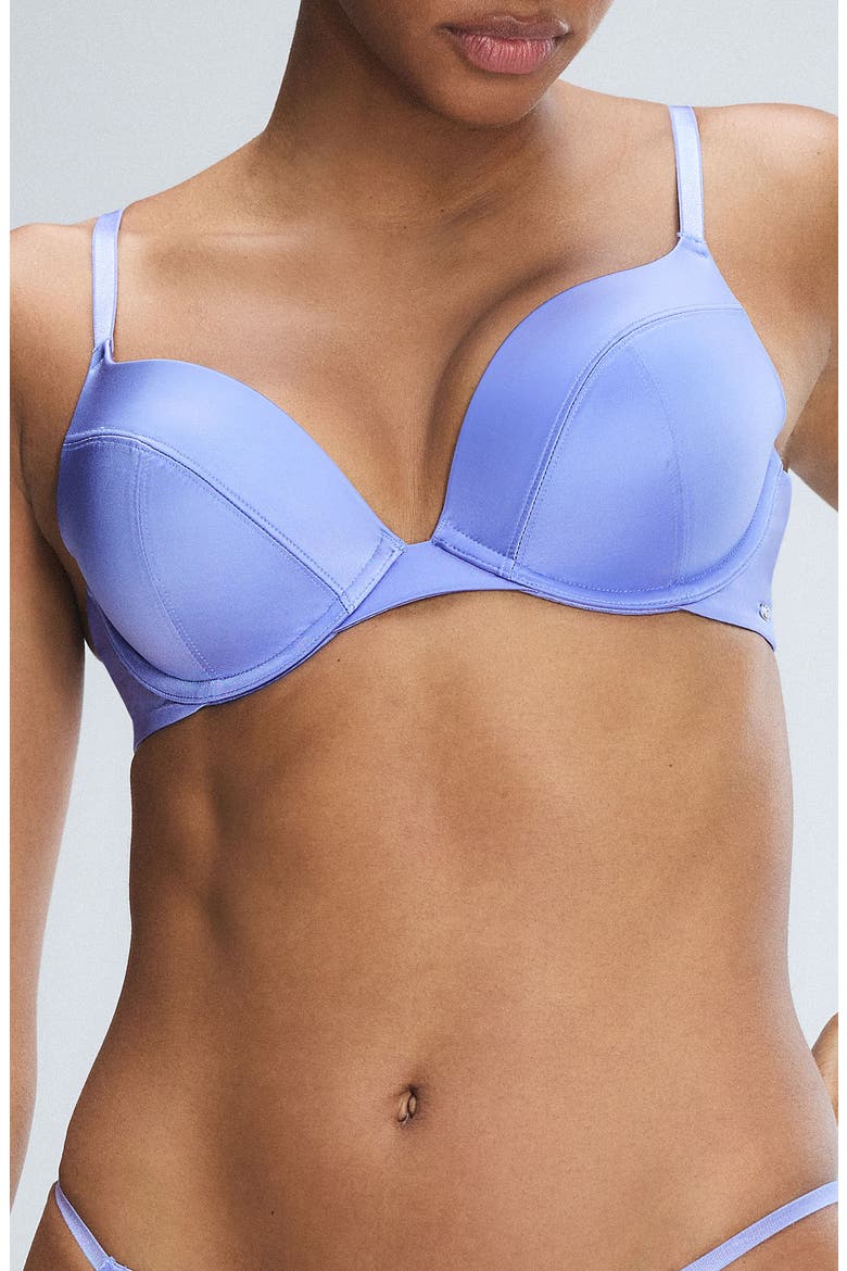 Slipp Satin Push-Up Plunge Bra, Main, color, PURPLE PRISM