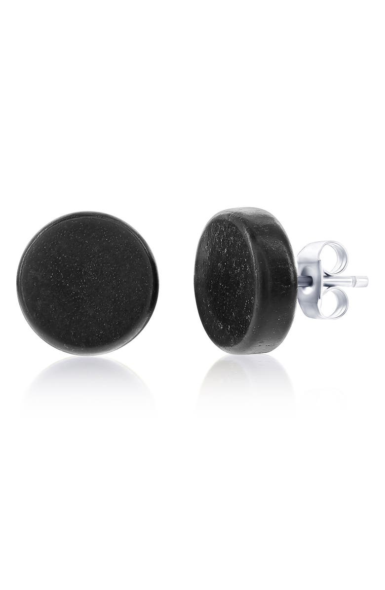 BLACKJACK Men's Wood Stud Earrings, Main, color, Black