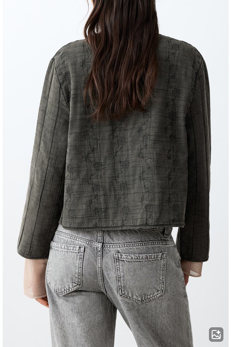 Floral Embroidered Jacket, Alternate, color, CHARCOAL