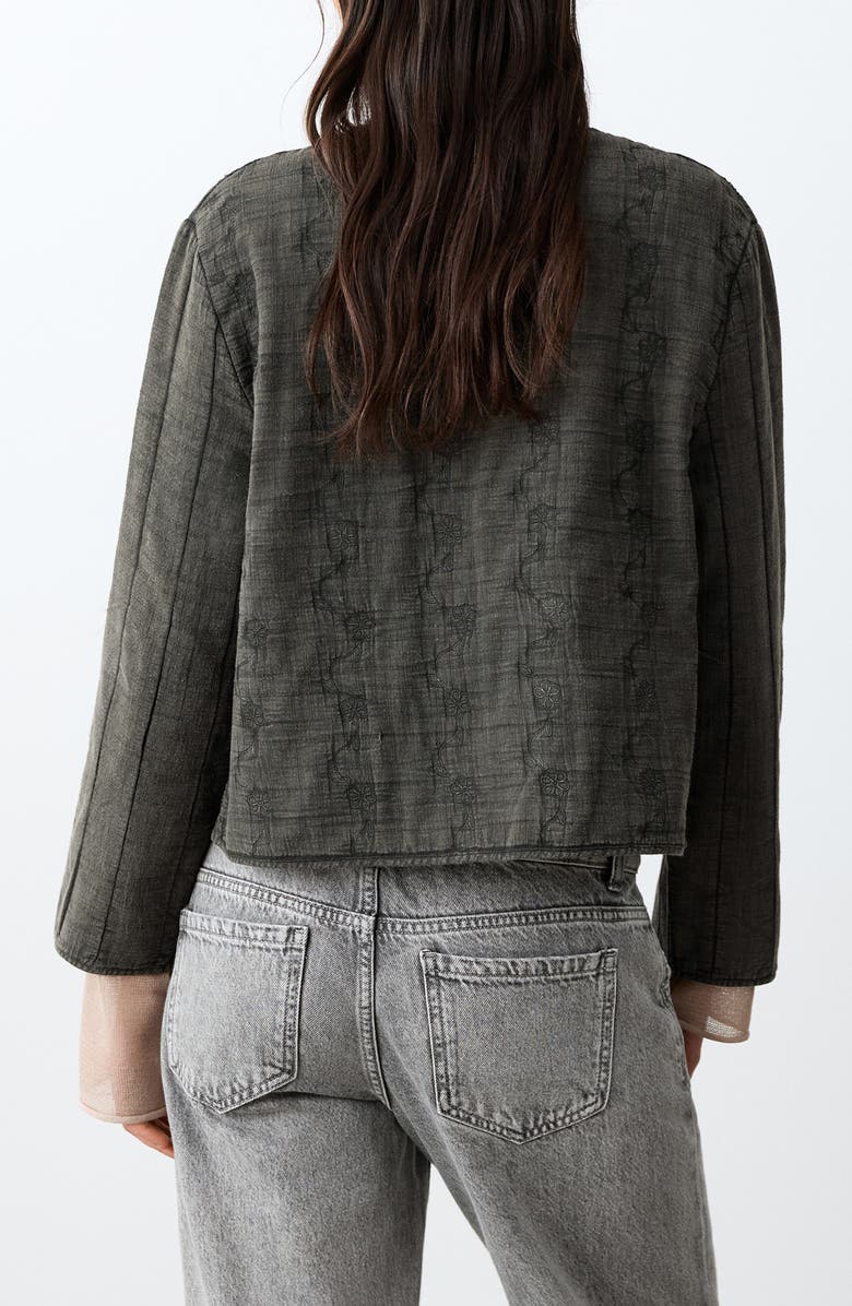 MANGO TEEN Floral Embroidered Jacket, Alternate, color, Charcoal