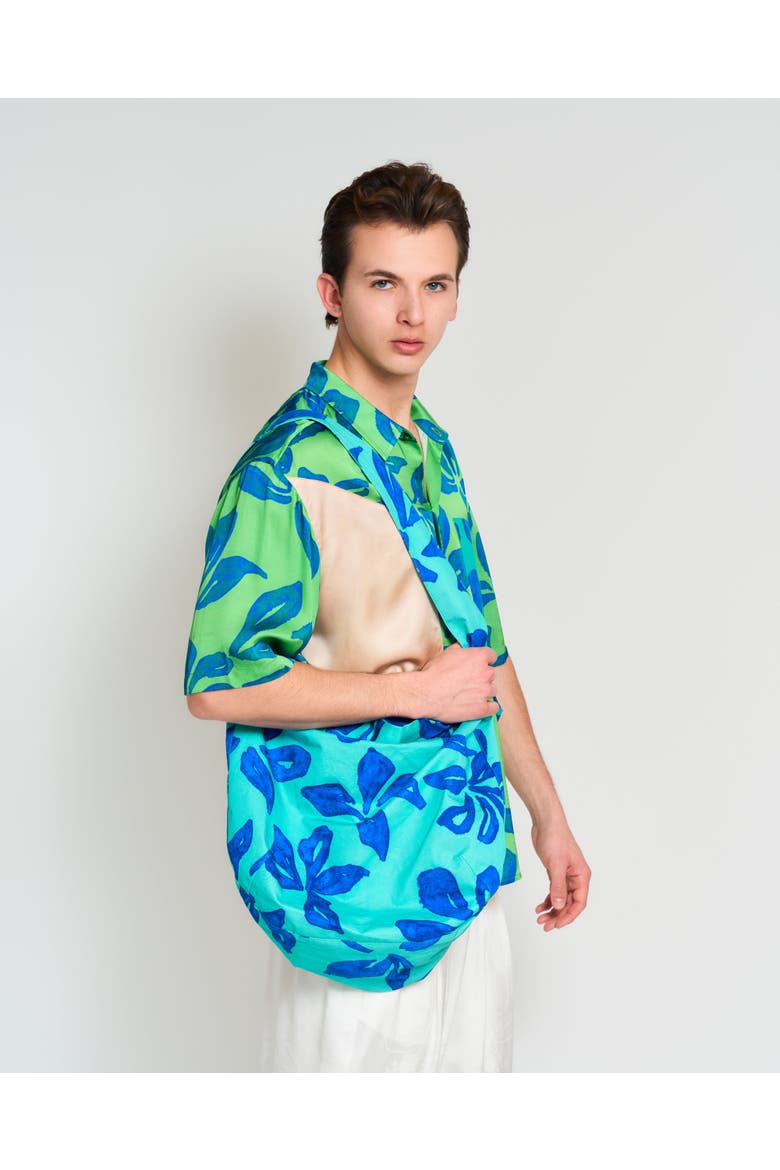 "Tropical Bliss" Patchwork Oversized Hawaii Shirt, Alternate, color, Green