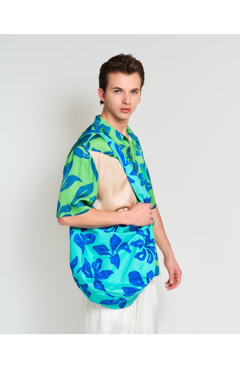 Lost Pattern NYC "Tropical Bliss" Patchwork Oversized Hawaii Shirt, Alternate, color, Green