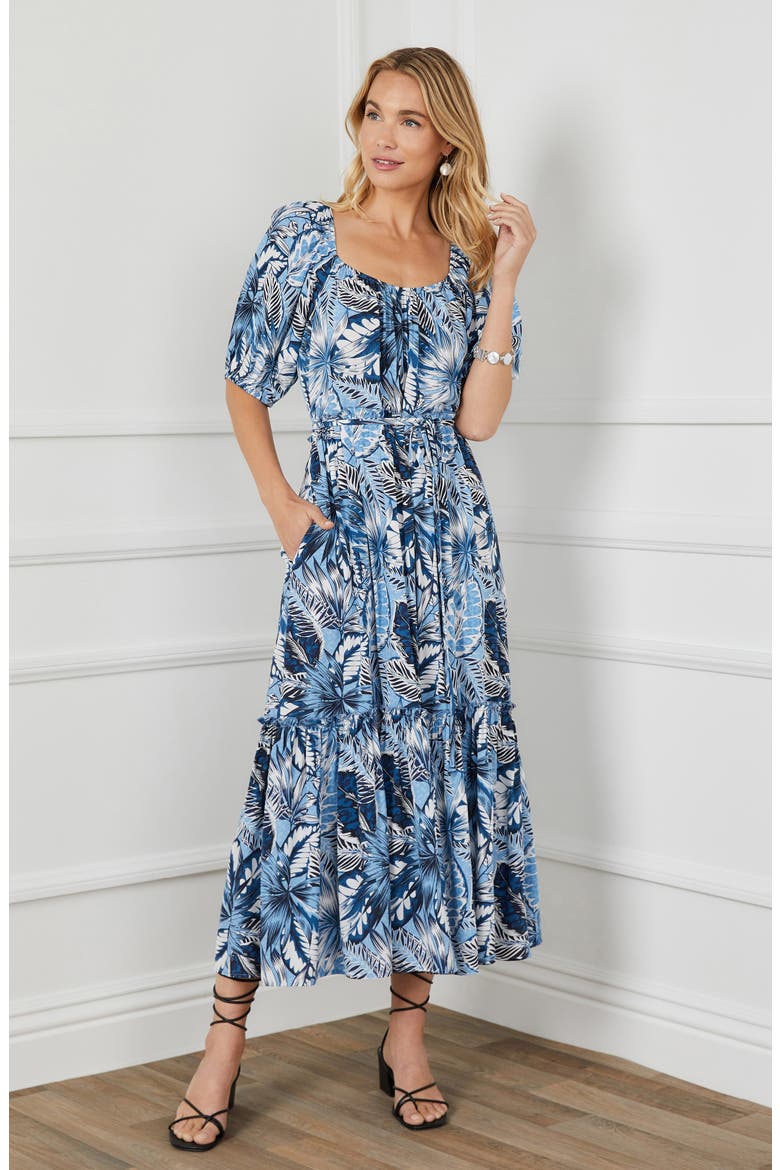 Puff Sleeve Midi Dress, Alternate, color, PRINT