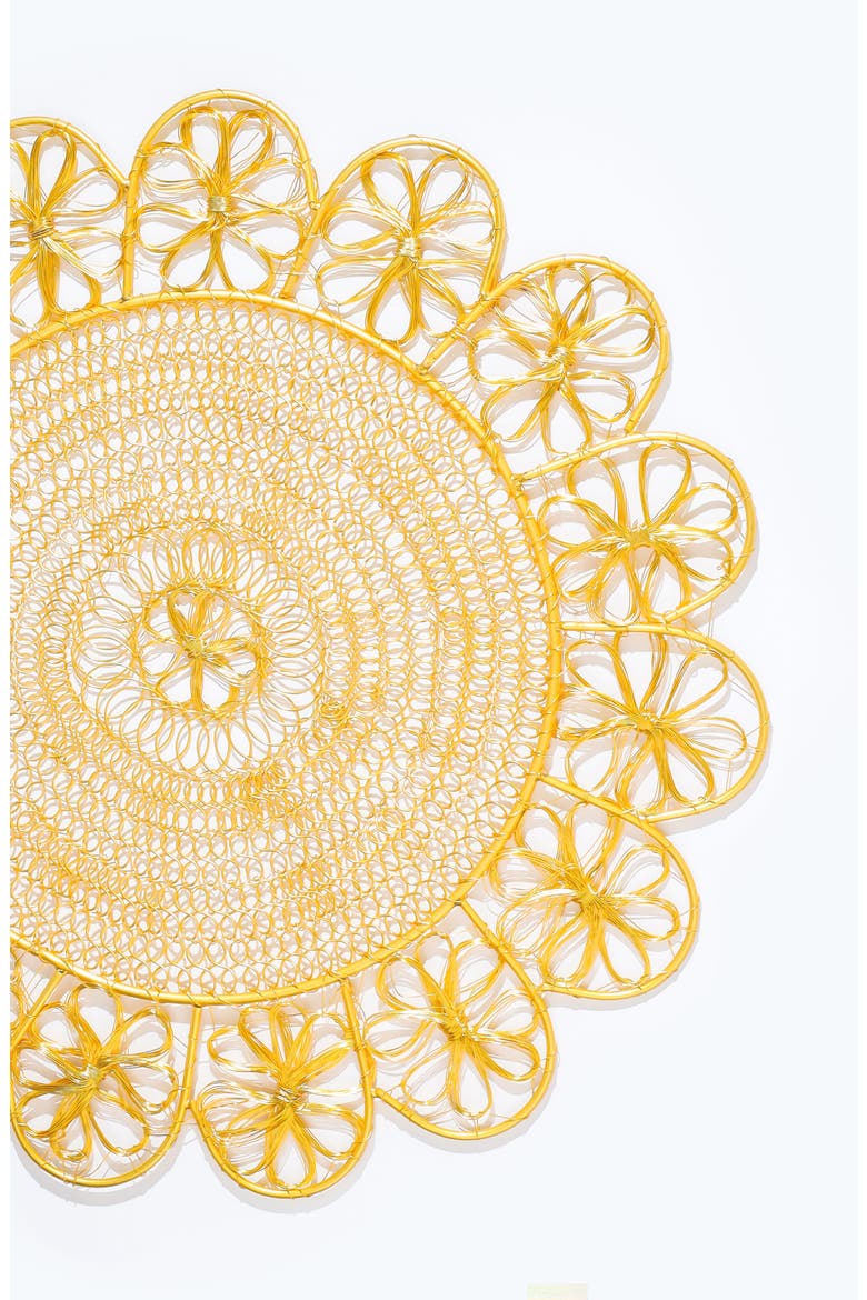 Luxe Lattice Bloom Metal Placemat, Alternate, color, GOLD